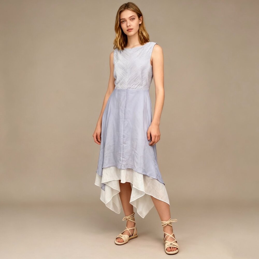 NWOT Mint Velvet Light Blue Irregular Sleeveless Maxi Dress US 8 UK 12